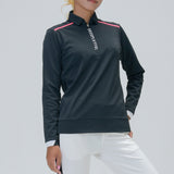 LADY’S HALF ZIP BACK PRINT POLO(LONG SLEEVE)｜A6-1602-11