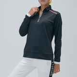 LADY’S HALF ZIP BACK PRINT POLO(LONG SLEEVE)｜A6-1602-11
