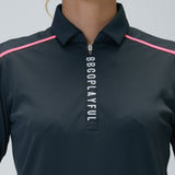 LADY’S HALF ZIP BACK PRINT POLO(LONG SLEEVE)｜A6-1602-11