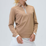 LADY’S HALF ZIP BACK PRINT POLO(LONG SLEEVE)｜A6-1602-11